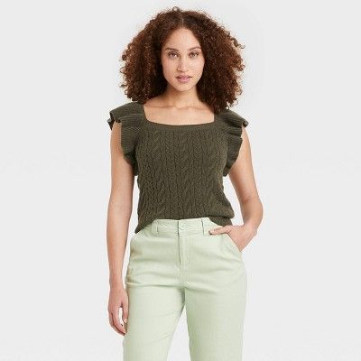 Women's Square Neck Ruffle Sweater Vest - A New Day™ | Target