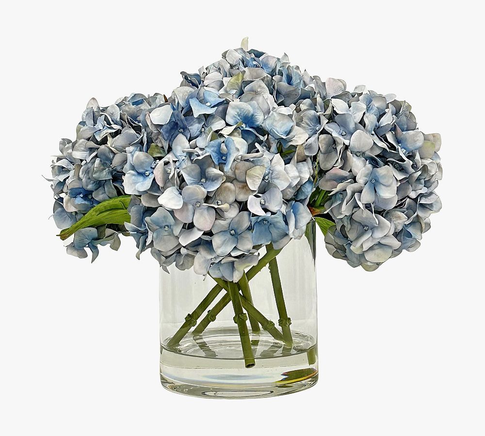 Faux Green Hydrangea In Glass Vase | Pottery Barn (US)