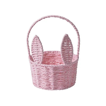 Large Easter Woven Bunny Basket with Long Ears, Storage Tote Bag for Eggs, Kids Gift, and Home De... | Walmart (US)