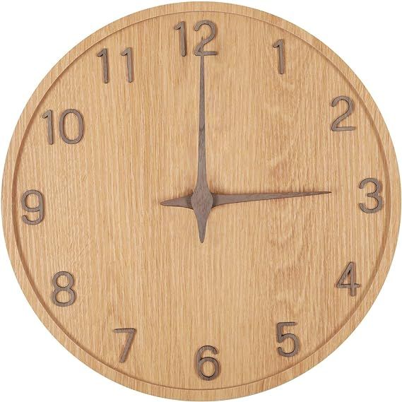 Codcaw Wall Clock - 12" Wooden, Silent, Battery Operated, Non Ticking Wall Clock for Living Room ... | Amazon (US)