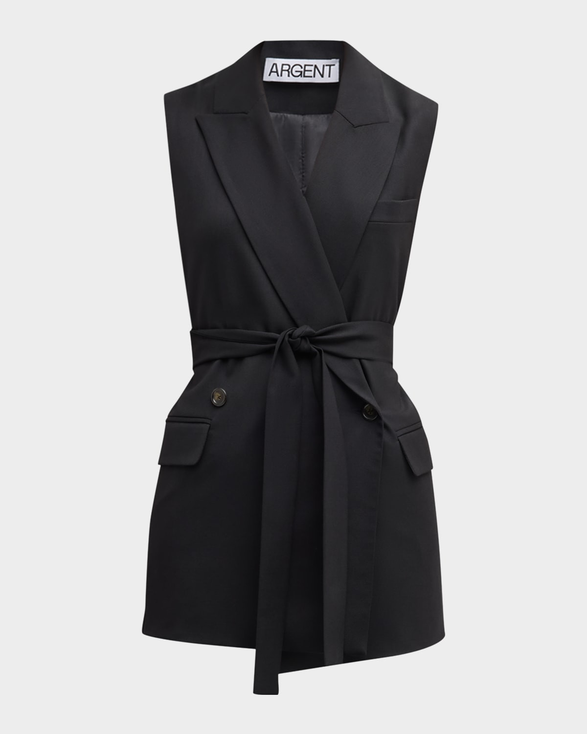 Belted Double-Breasted Seasonless Wool Vest | Neiman Marcus