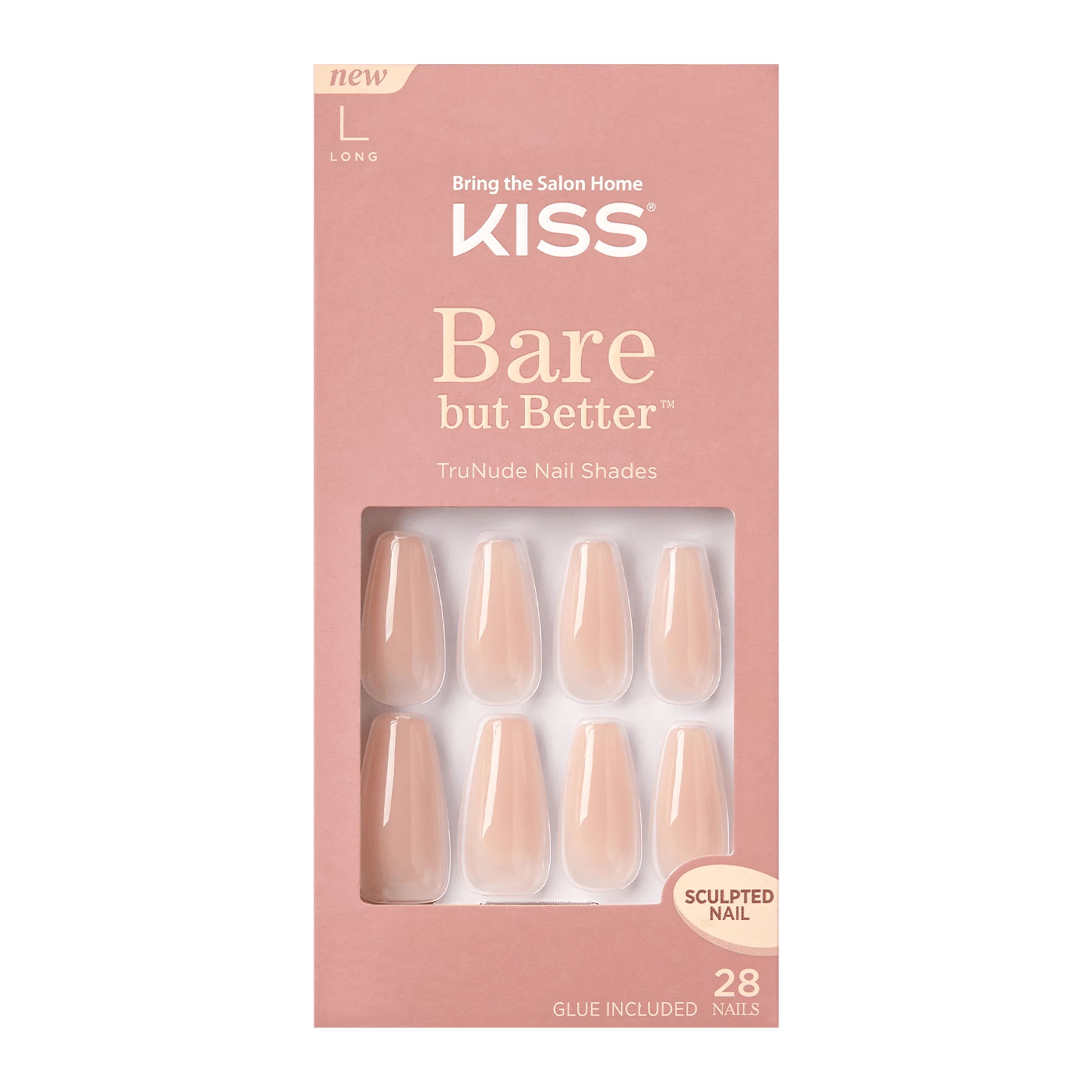 KISS Bare but Better Sculpted Nude Fake Nails, Nude Drama, 28 Count | Walmart (US)