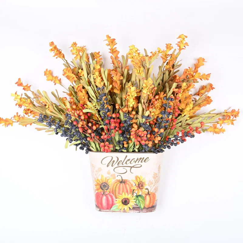 Faux Fall Thanksgiving Berry Floral Arrangement in Pot | Wayfair North America