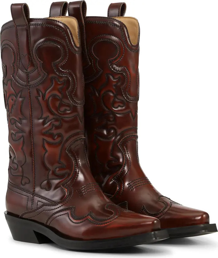 Ganni Embroidered Western Boot (Women) | Nordstrom | Nordstrom