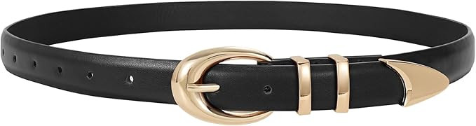 TRIWORKS Women Leather Belt for Jeans Pants Fashion Ladies Skinny Faux Leather Dress belt with Go... | Amazon (US)