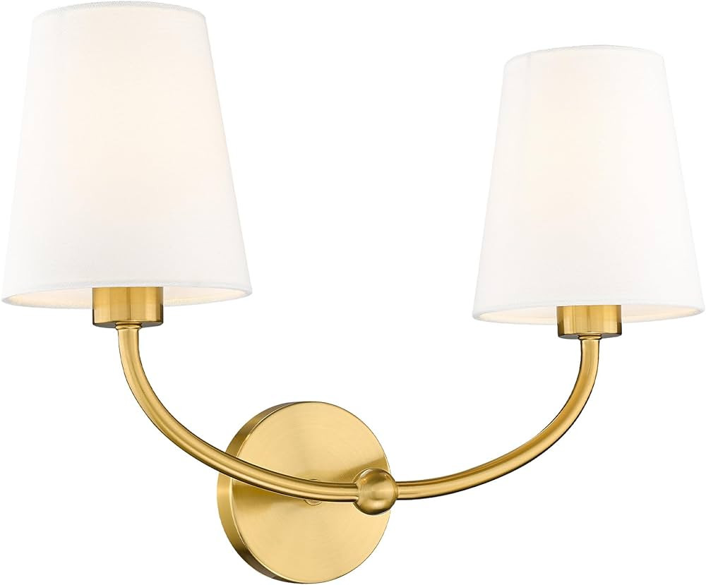 Emak Brushed Gold Bathroom Light Fixtures, Modern 2-light wall sconces for bathroom, living room,... | Amazon (US)