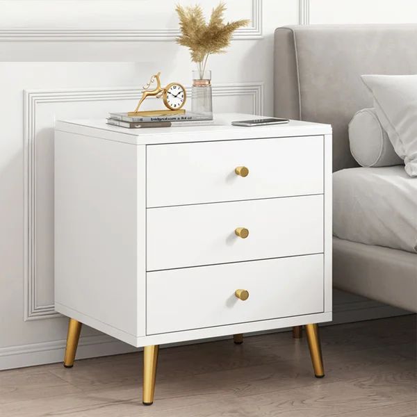 Cefola Nightstand With 3 Drawer Storage, Side Table W Metal Leg, Modern Nightstand | Wayfair Professional