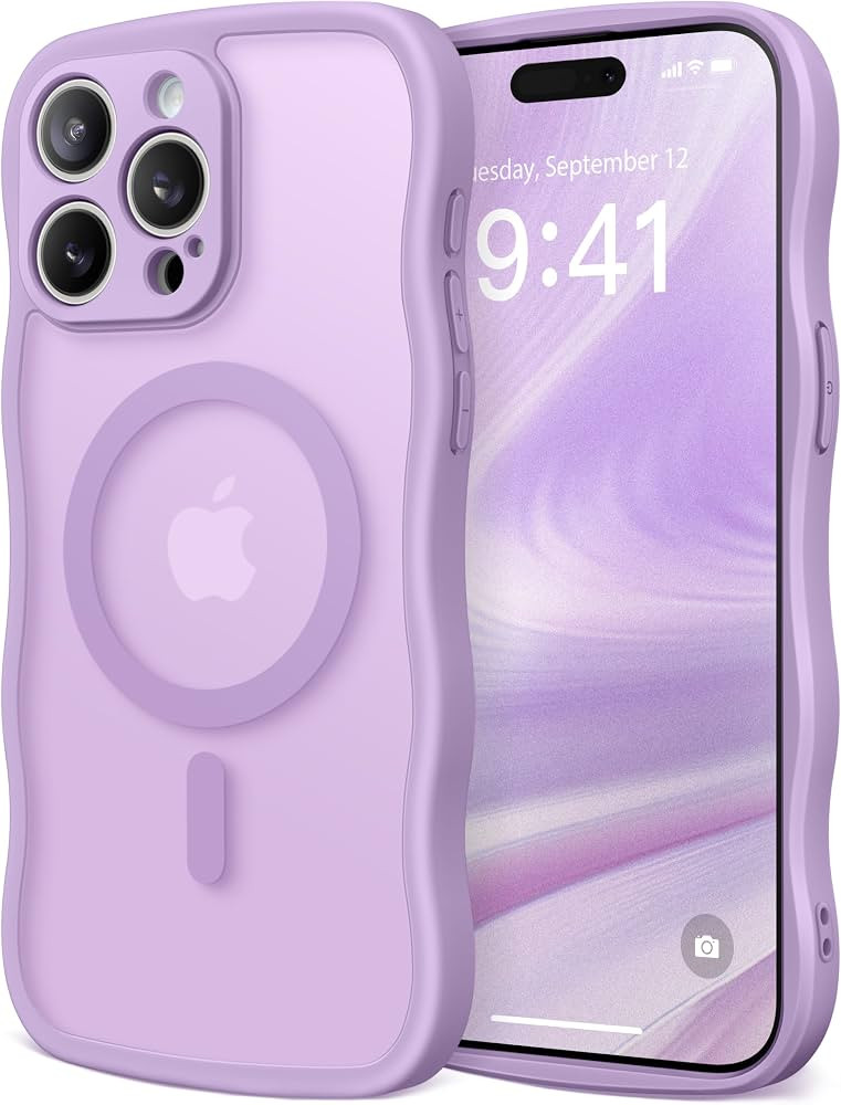 Cute for iPhone 15 Pro Max Case, Compatible with MagSafe, [Curly Wave Edge] [Full Camera Protecti... | Amazon (US)