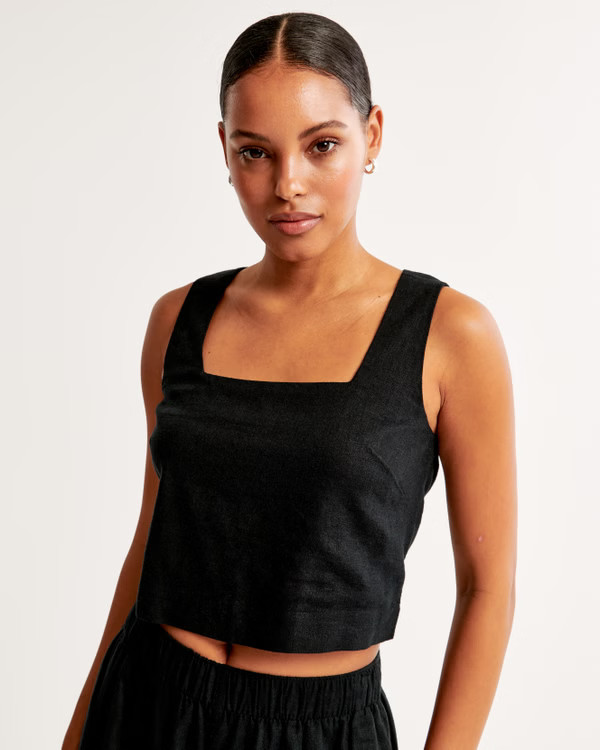 Women's Premium Linen Scalloped Mini Dress | Women's Dresses & Jumpsuits | Abercrombie.com | Abercrombie & Fitch (US)