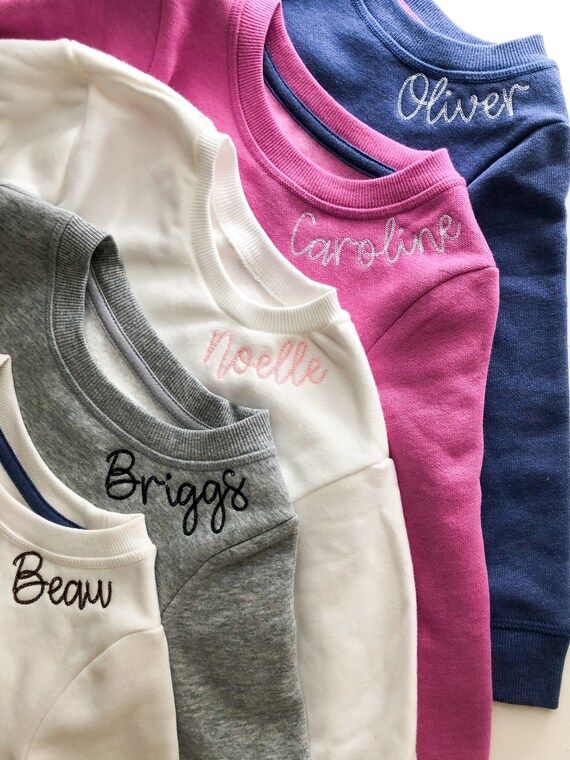 Embroidered Toddler Personalized Name Neckline Crewneck - Etsy | Etsy (US)