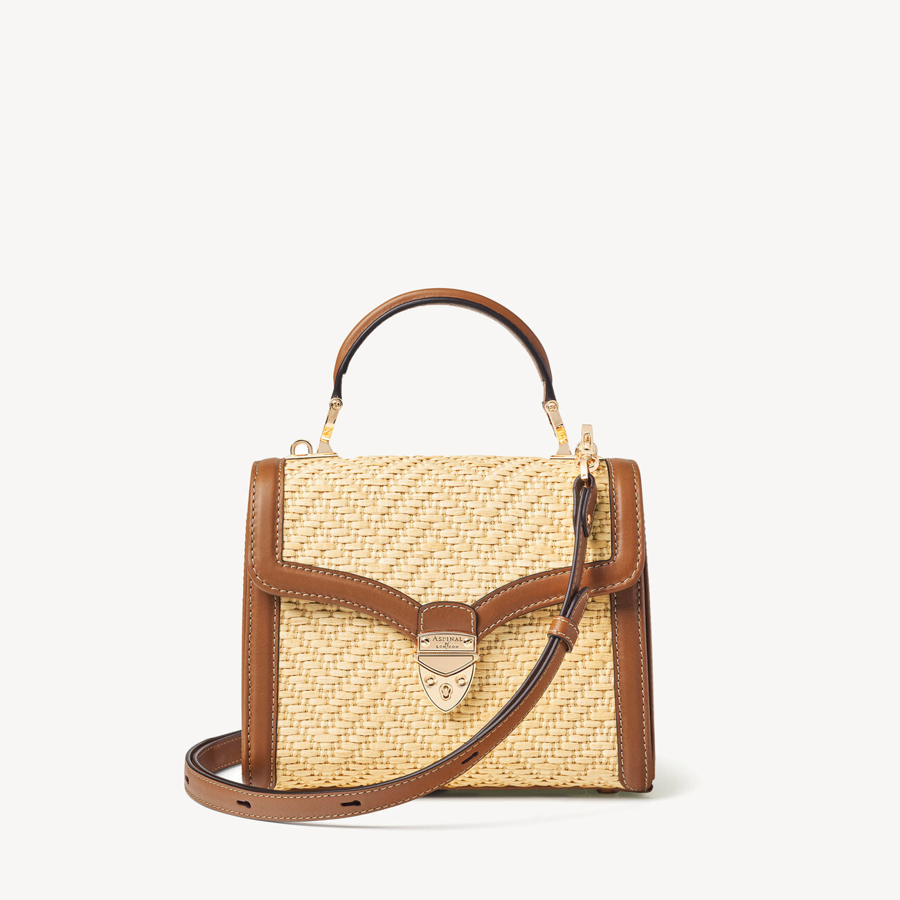 Midi Mayfair Bag
        Natural Chevron Raffia & Smooth Tan | Aspinal of London