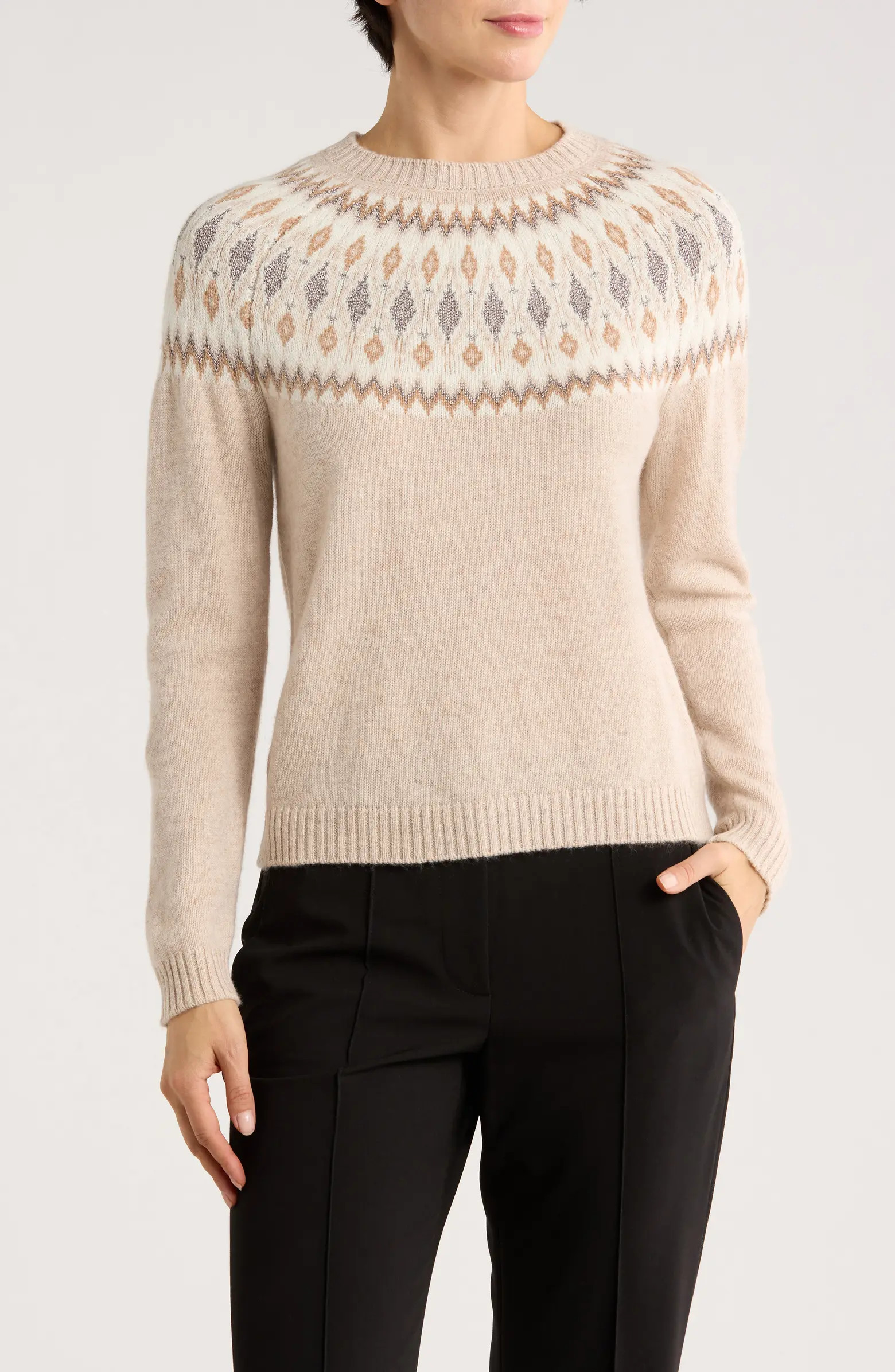 Sofia Cashmere Fair Isle Crewneck Sweater | Nordstromrack | Nordstrom Rack