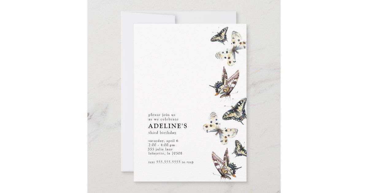 Butterfly Watercolor Birthday Party Invitation | Zazzle