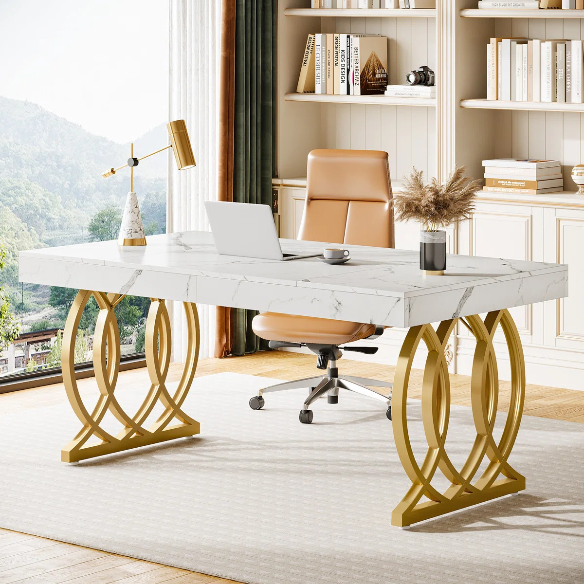 63" Executive Desk With Metal Base | Wayfair North America