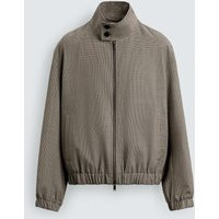 Zara - Houndstooth Relaxed Fit Jacket - Beige - M - Man | Zara US