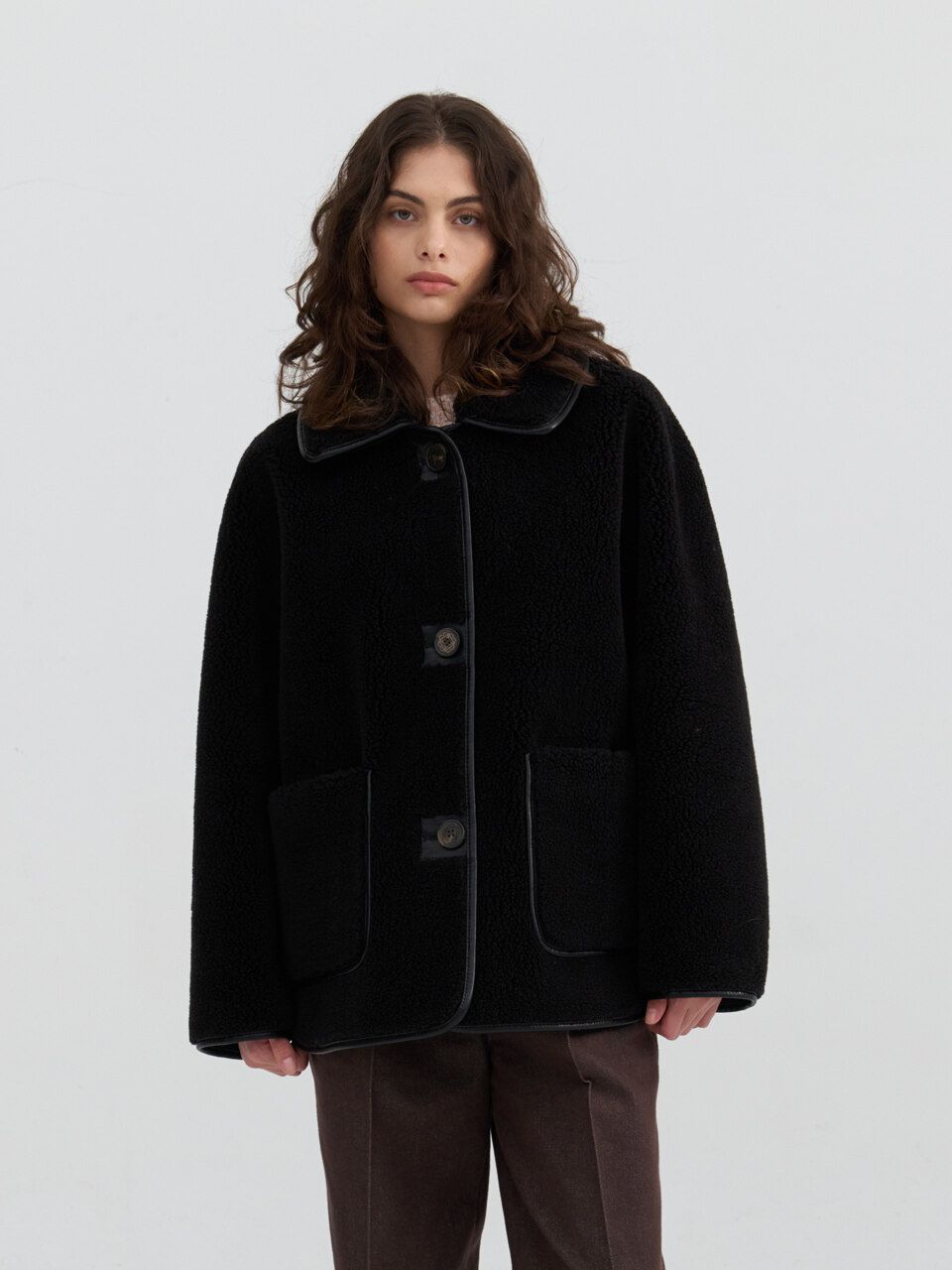 Overfit Reversible Fur/Leather Coat_Black | W Concept (US)