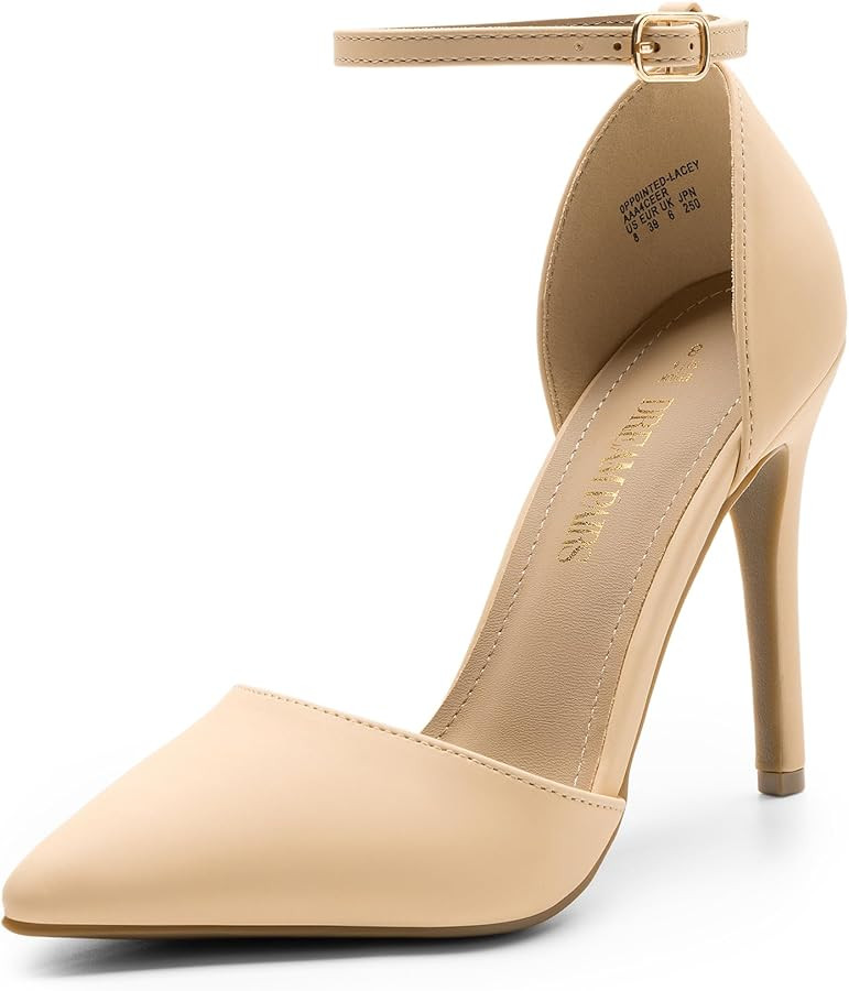 DREAM PAIRS Women's Oppointed-Lacey Pointed Toe Ankle Strap High Heel Stiletto Pumps Wedding Dres... | Amazon (US)