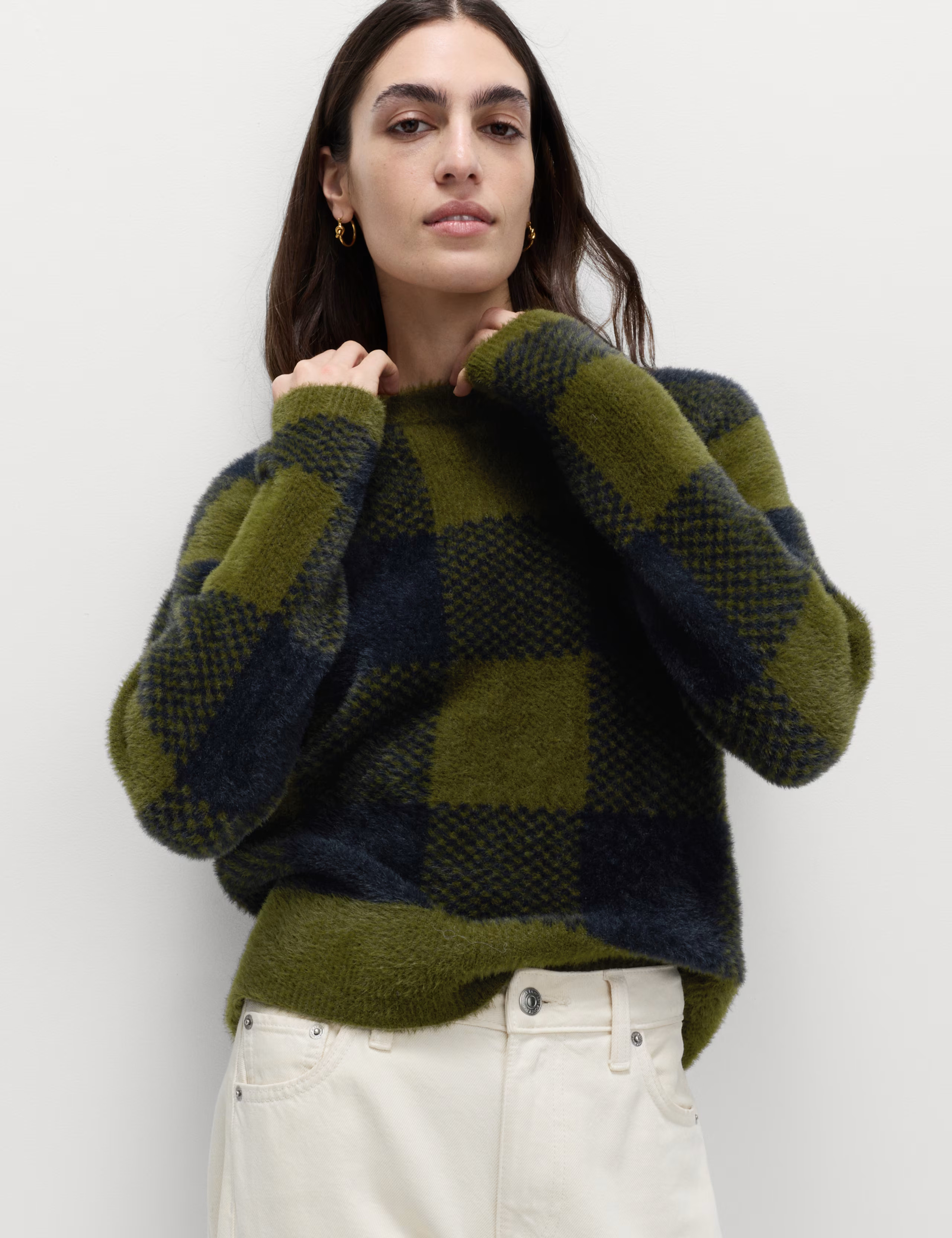 Checked Crew Neck Jumper | Marks & Spencer (UK)