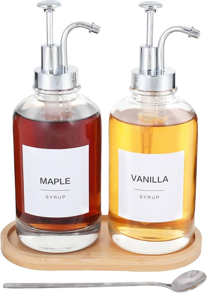 Coffee Syrup Dispenser for Coffee Bar, Coffee Pump Dispenser, 16.9oz 500ml Glass Syrup Dispenser,... | Amazon (US)