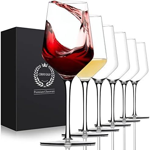 Amazon.com | Chouggo Wine Glasses Set of 6, Hand Blown Crystal Red Wine or White Wine Glass - 15O... | Amazon (US)