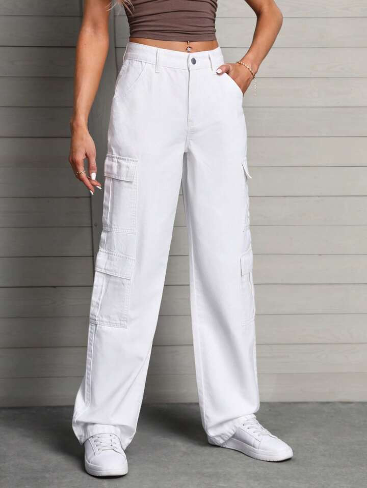 SHEIN Tall Flap Pocket Cargo Jeans | SHEIN
