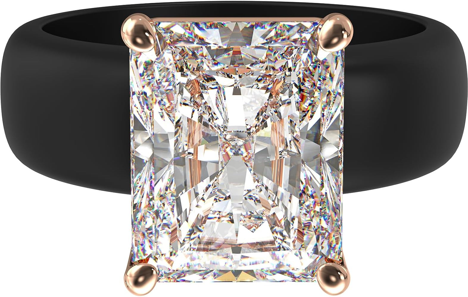 Rinfit Silicone Ring with Stone - Emerald Cut Cubic Zirconia Solitaire Engagement Ring for Women ... | Amazon (US)