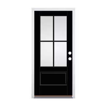 Therma-Tru 36-in x 80-in Fiberglass 3/4 Lite Left-Hand Inswing Obsidian Painted Prehung Front Doo... | Lowe's