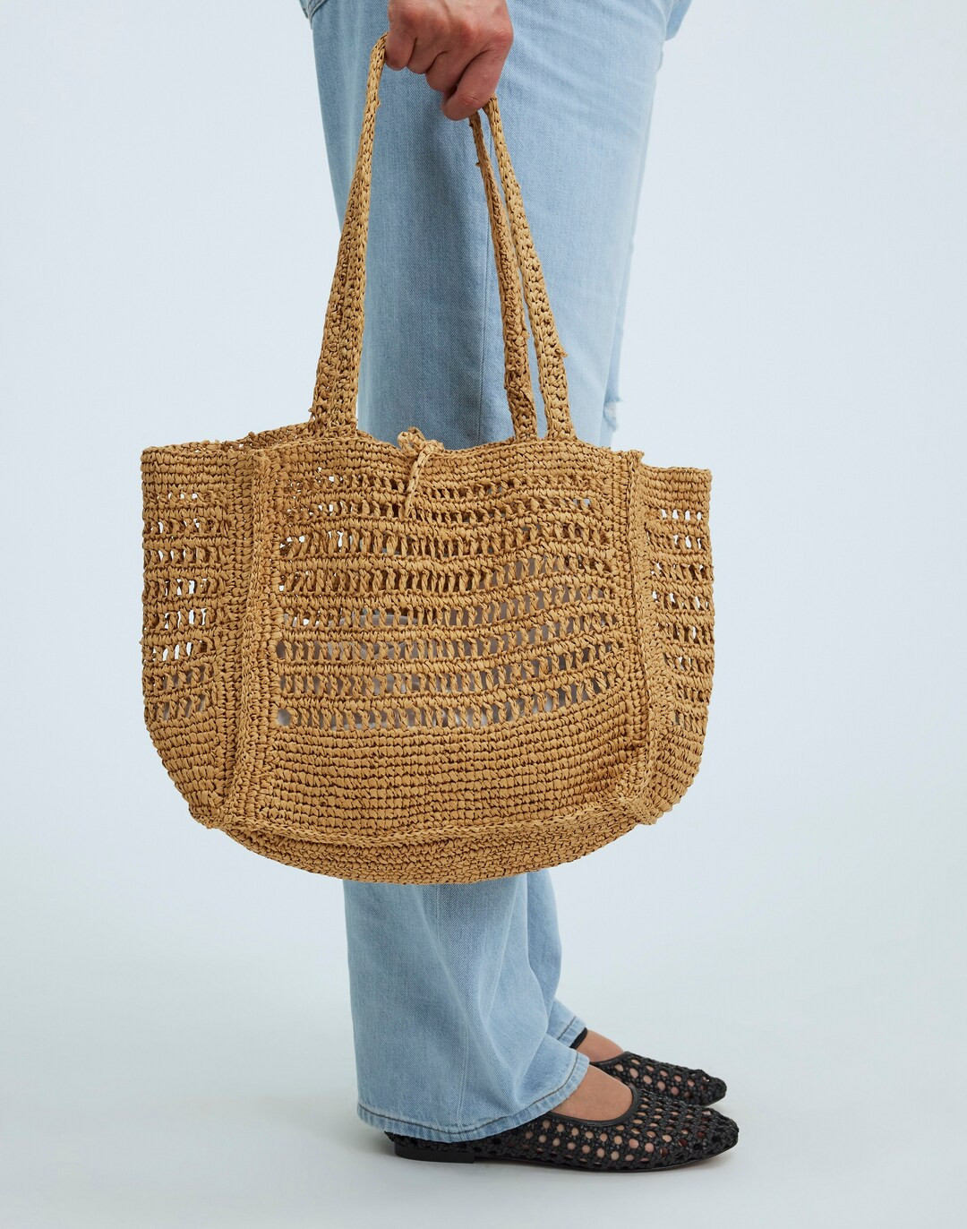 The Open-Crochet Straw Packable Tote | Madewell