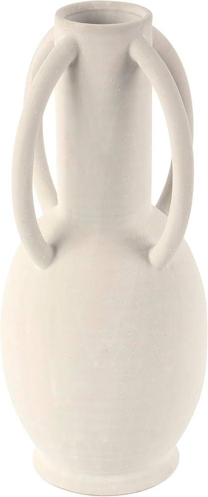 Deco 79 Ceramic Textured Vase with 4 Handles, 14" x 14" x 2", White | Amazon (US)