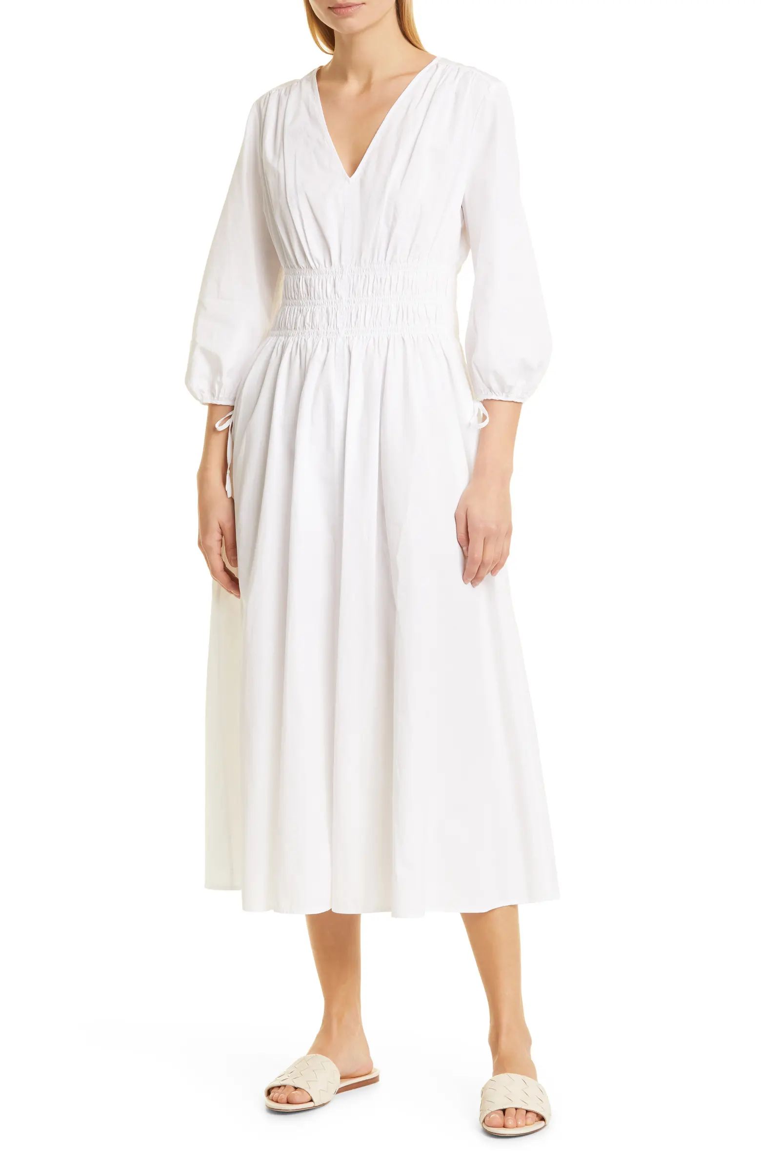 Smocked Waist Cotton Poplin Dress | Nordstrom