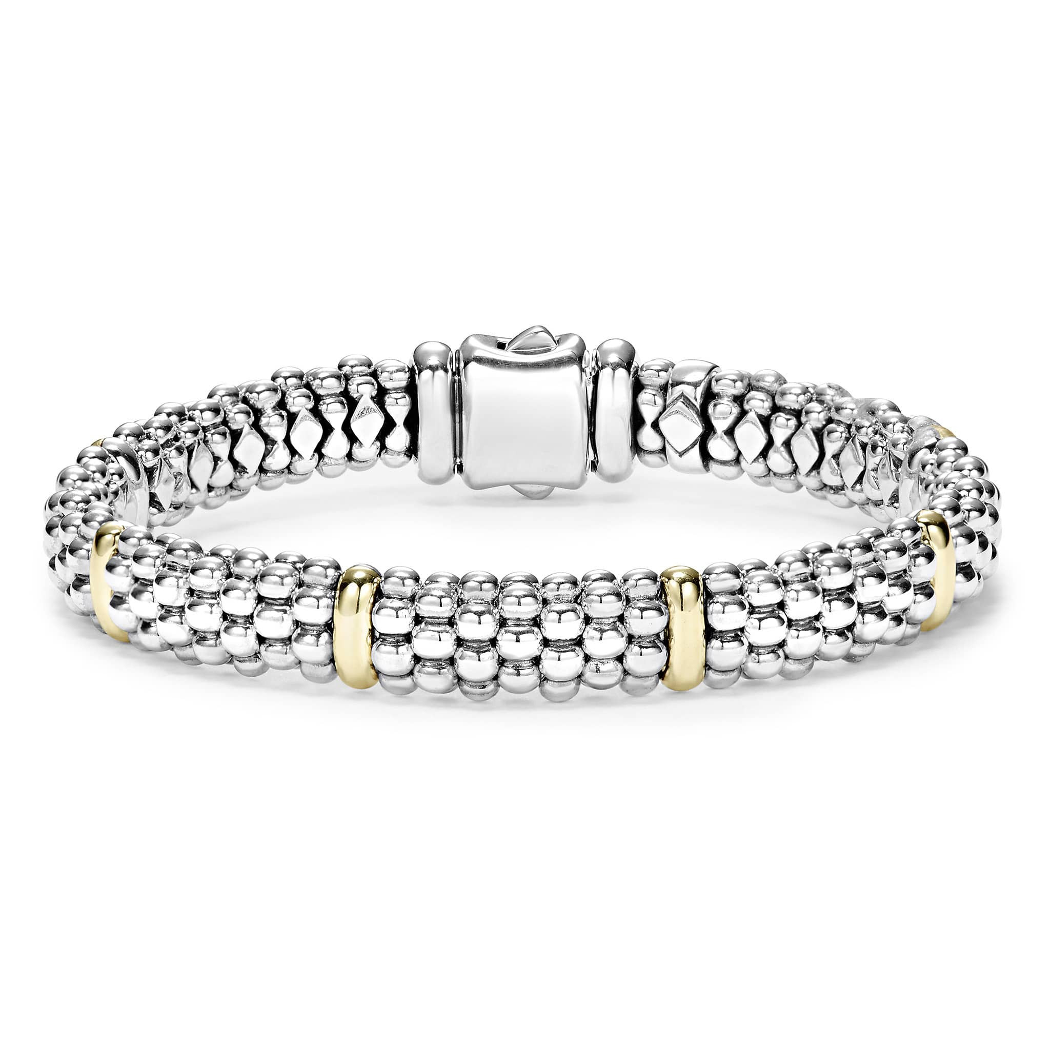 Signature Caviar Two-Tone Station Caviar Bracelet | 9mm | LAGOS