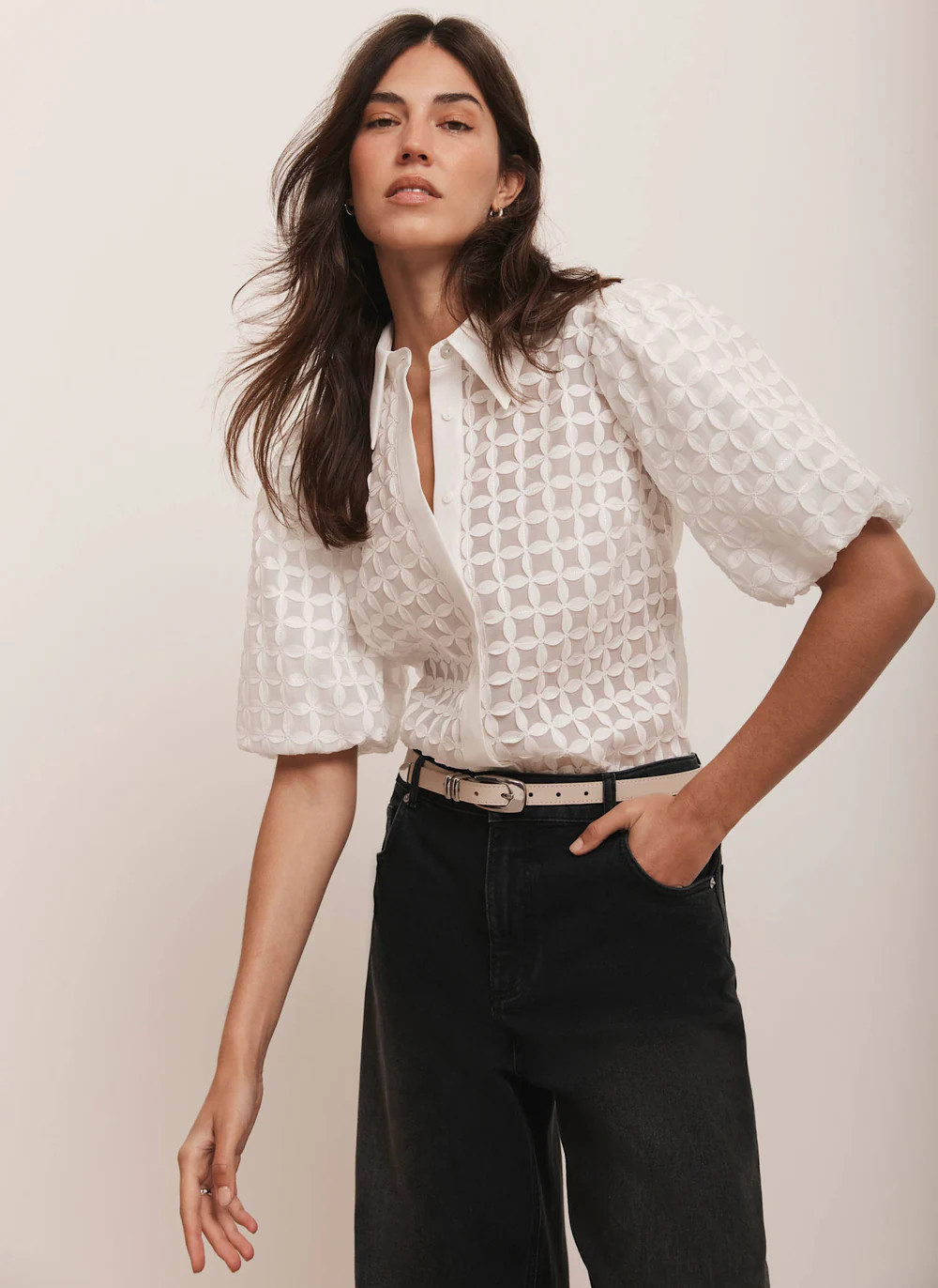 White Petal Detail Shirt | Mint Velvet - US
