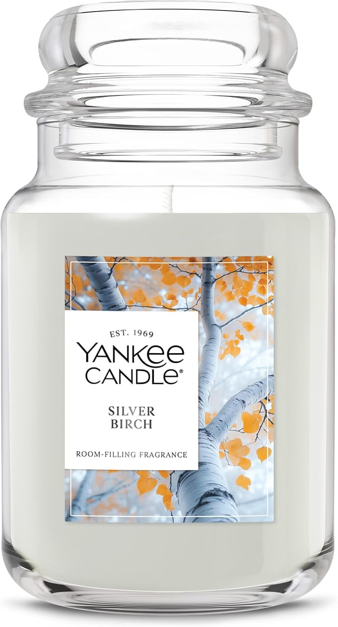 Yankee Candle, Silver Birch Fall Scented Candle, 22oz Large Jar with up to 150 Hour Burn Time | Amazon (US)