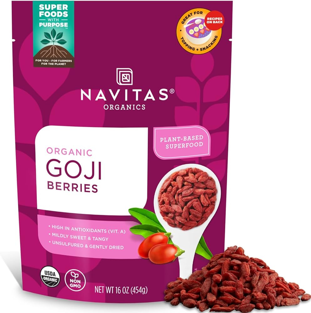 Navitas Organics Goji Berries – For Smoothies, Trail Mix, Baked Goods, Oatmeal & More – Vitam... | Amazon (US)