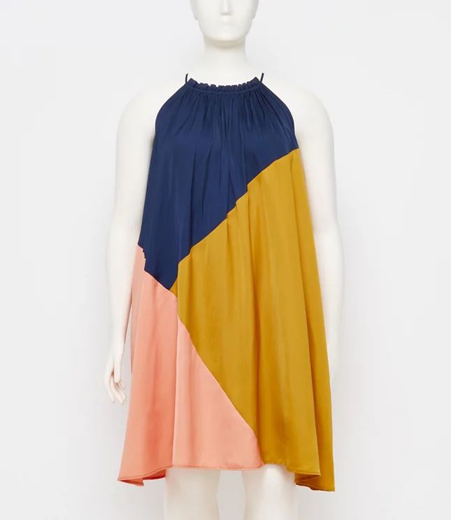 LOFT Plus Colorblock Halter Swing Dress | LOFT