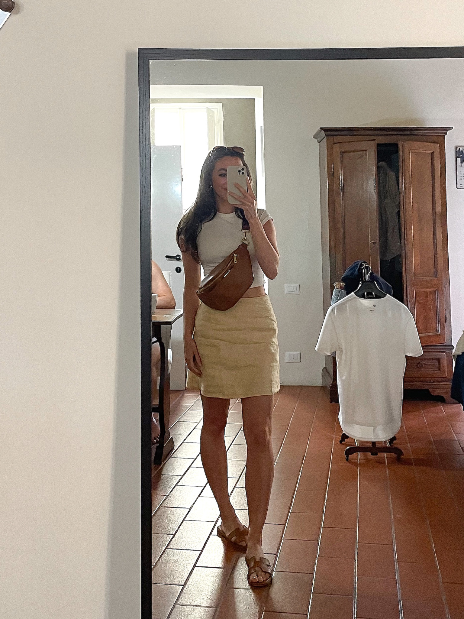 “Skirt” is Roarke mini dress from Reformation folded over. 
Fanny pack is the fawny pack in brown from Fawn Design.

#LTKeurope #LTKfindsunder100 #LTKstyletip