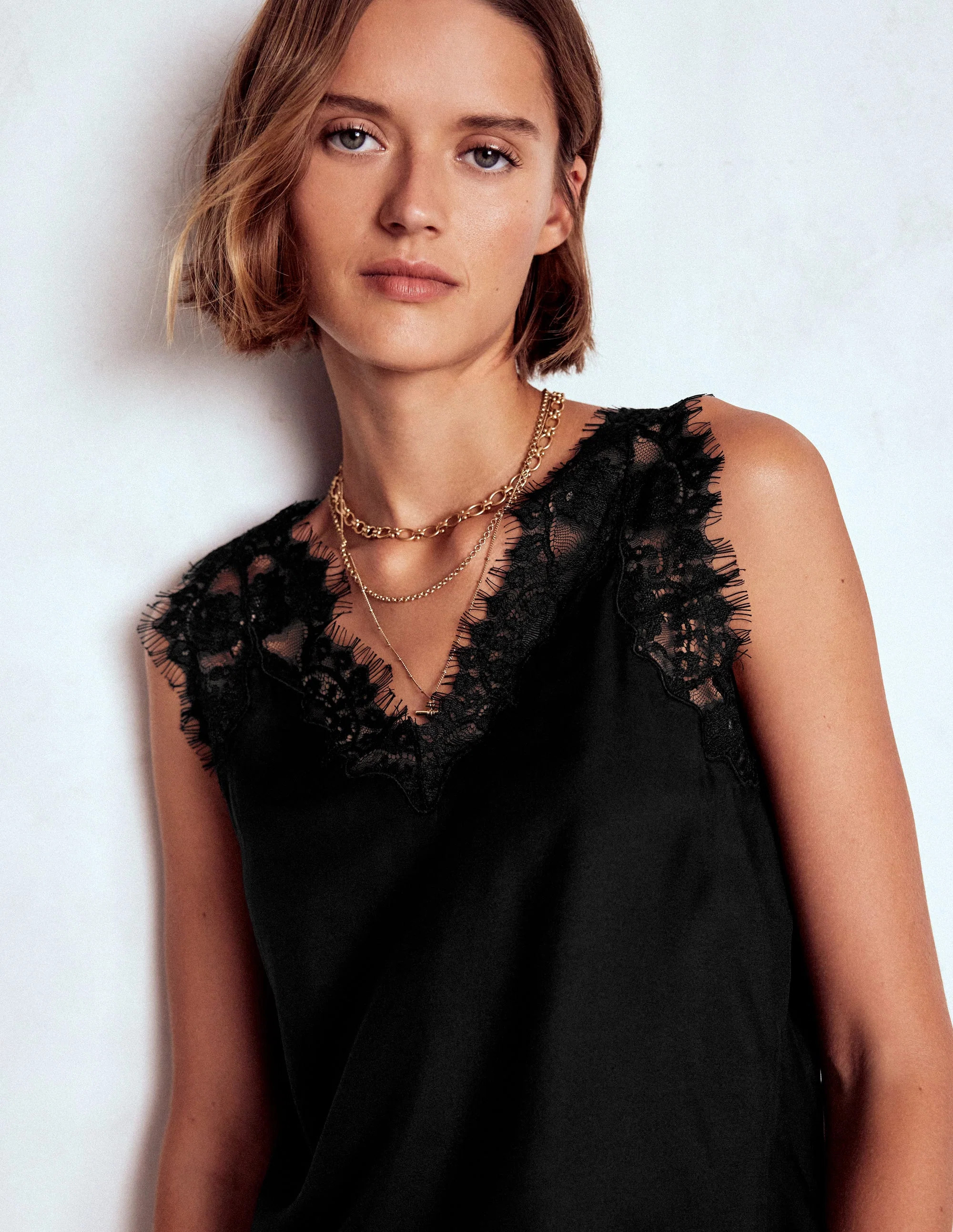 Ara Silk Blend Lace Cami-Black | Boden (US)