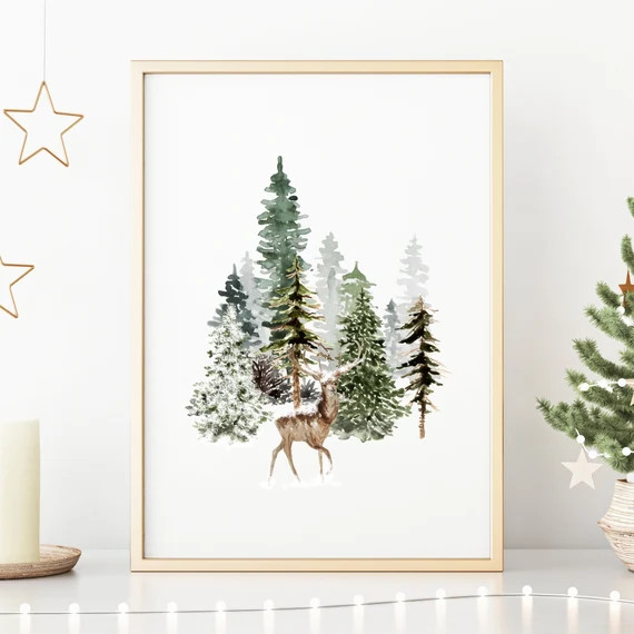 Christmas Trees Print Holiday Wall Art Christmas Printable | Etsy | Etsy (US)