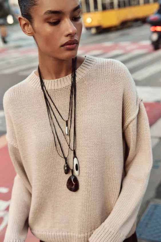 PACK OF 4 LEATHER AND STONE NECKLACES | Zara UK