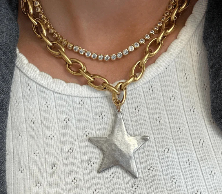 Star Shine Two Tone Necklace- Bracha | The Collection Texas