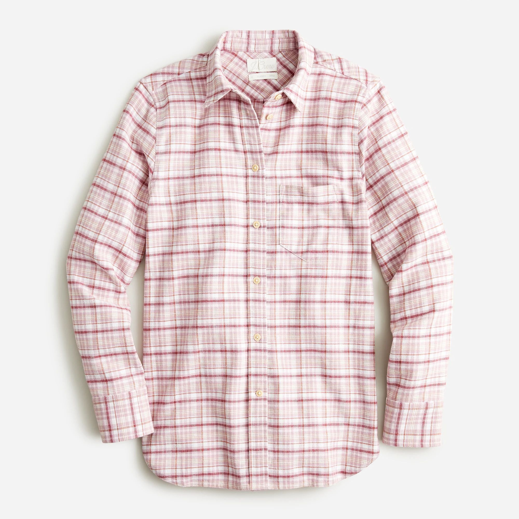 Classic-fit shirt in blush flannel plaid | J.Crew US