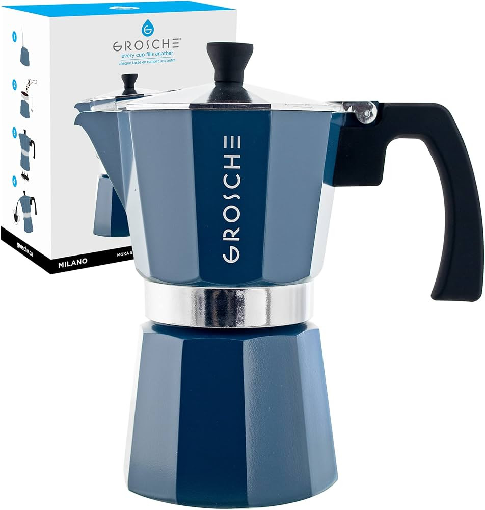 GROSCHE Milano Stovetop Espresso Maker Moka Pot 6 Espresso Cup - 9.3 oz, Blue - Expresso Coffee M... | Amazon (CA)