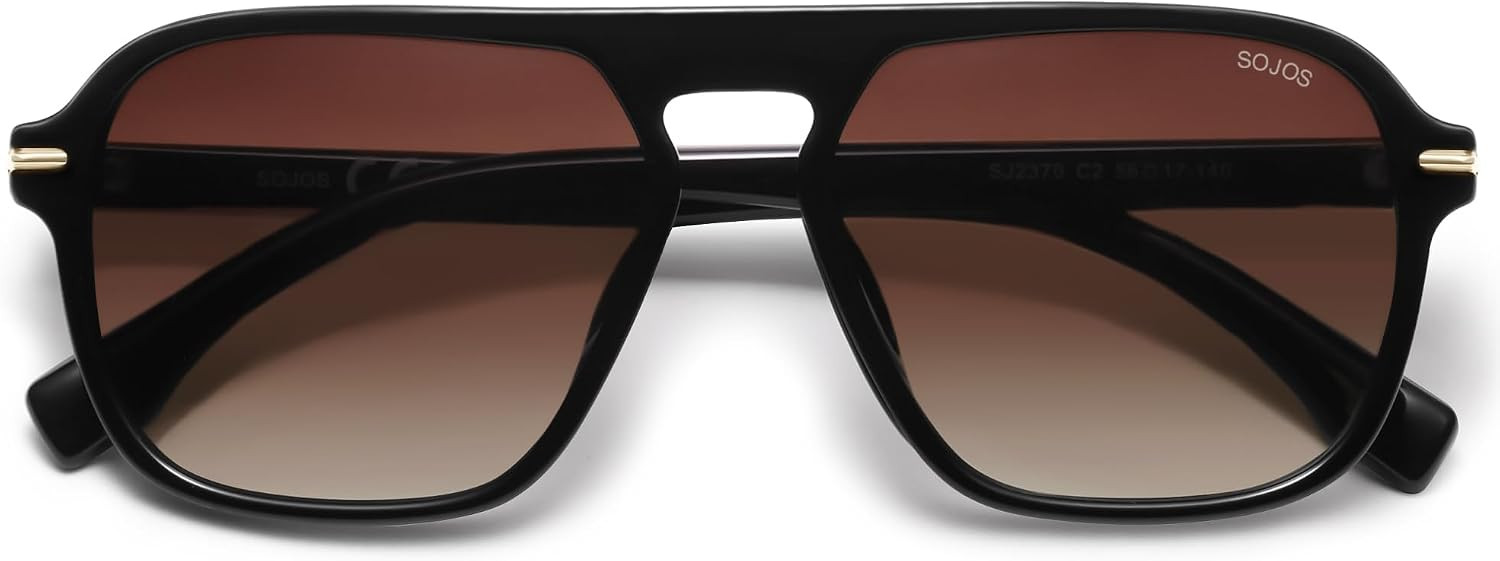 SOJOS Retro Aviator Polarized Sunglasses for Men Women Trendy Vintage Square Pilot Mens Shades SJ2370 | Amazon (US)