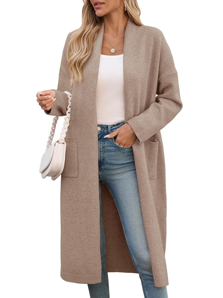 Saodimallsu Womens Long Cardigan Sweaters Chunky Knit Open Front Long Sleeve Casual Duster Coat J... | Amazon (US)