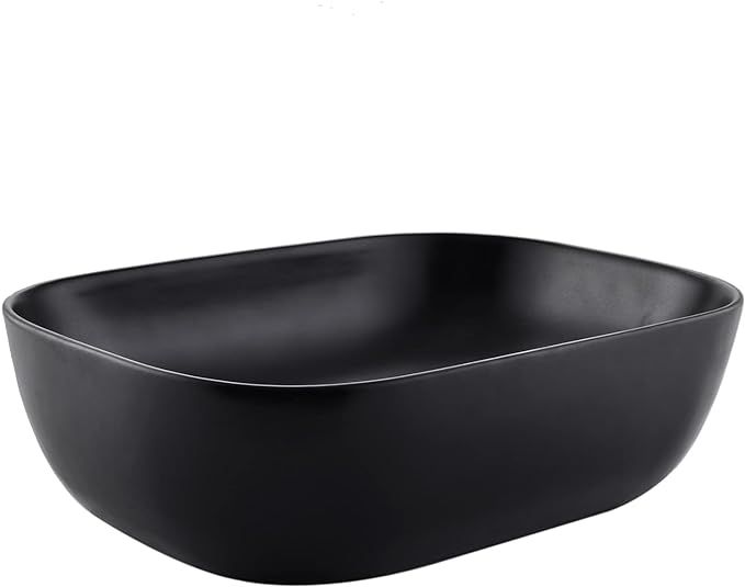 Black Ceramic Above Counter Bathroom Vessel Sink, BoomHoze Lavatory Vanity Porcelain Ceramic Art ... | Amazon (US)