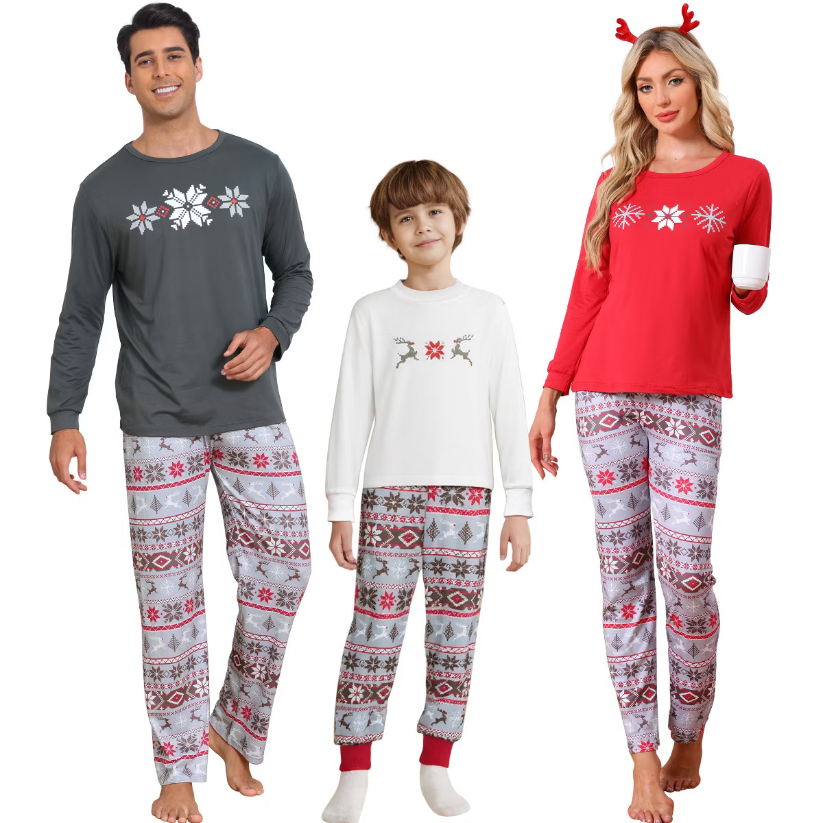 INSPIRE CHIC Christmas Family Pajama Sets Matching Snow Print Long Sleeve Tops with Pants Lounge ... | Target