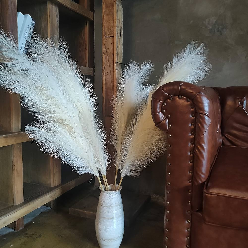 penepico Faux Beige Pampas Grass Decor Tall and Fluffy, 43.3", 4pcs Elegant Artificial Pampas Flo... | Amazon (US)