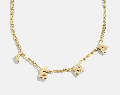 Mini 14K Gold Spaced Letter Custom Name Necklace - 14K Gold - 14K Gold Plated Sterling Silver | BaubleBar