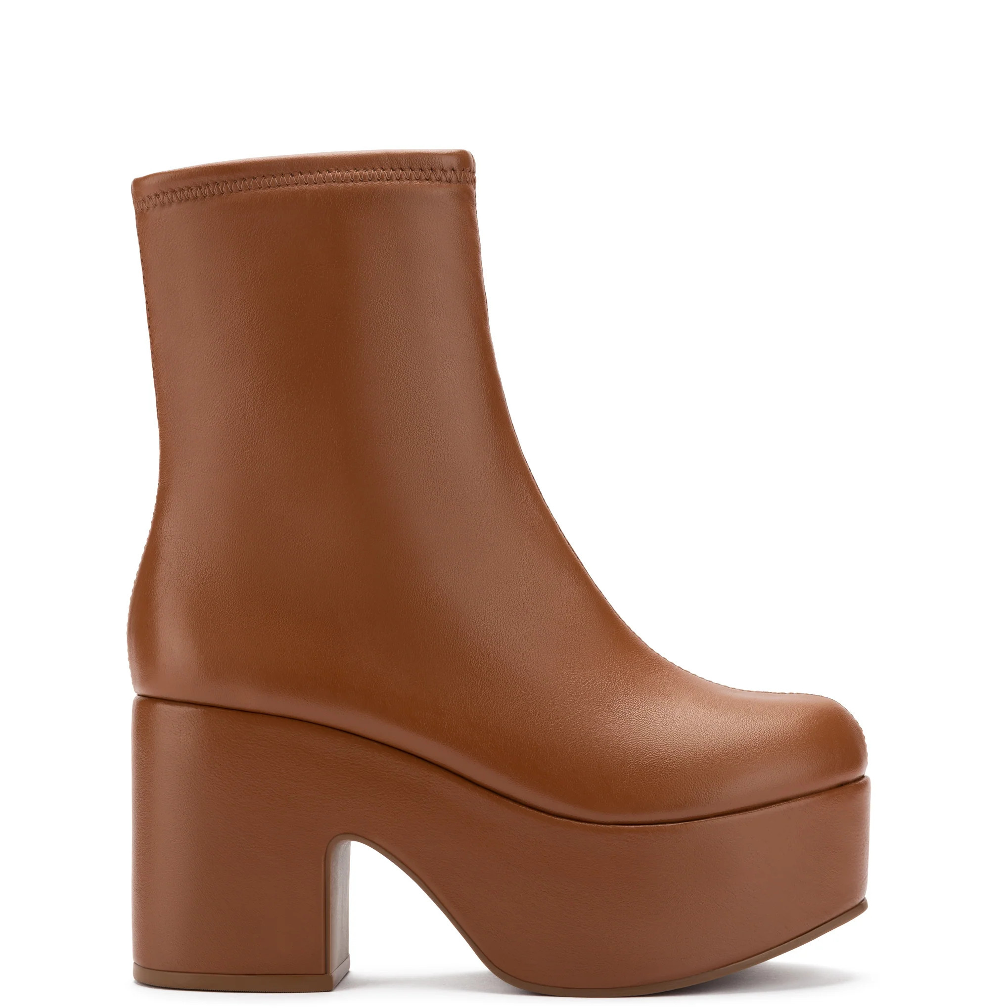Miso Platform Boot In Caramel Stretch Leather | Larroude