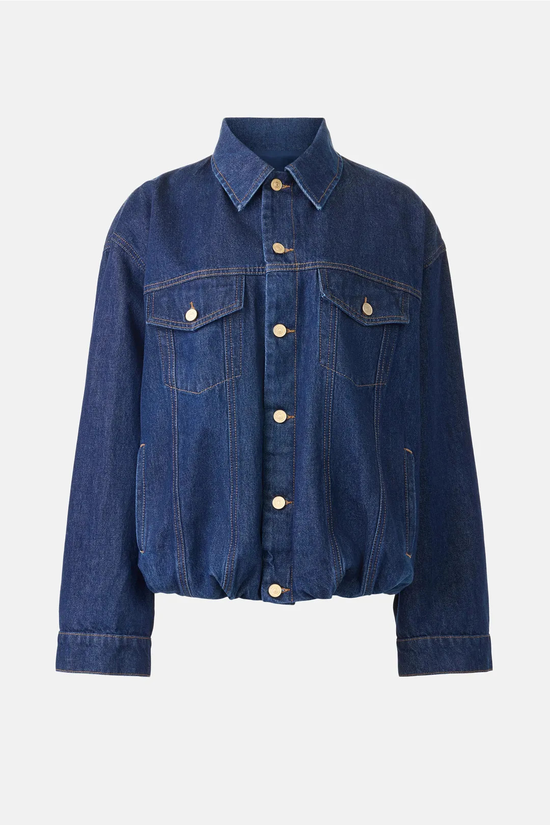Gathered Bubble Hem Denim Jacket | Rent the Runway
